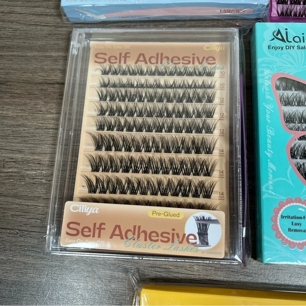 Self Adhesive Black Wispy Natural Cat Eye Lash Cluster Bundle